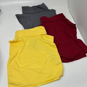 Successories Womens One Size Turtleneck Dickies Set of Three Yellow Red Gray